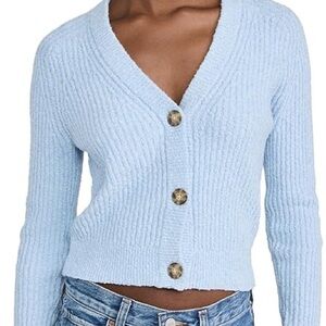 Madewell Bouclé-Knit V-Neck Cardigan Indigo Blue XXS